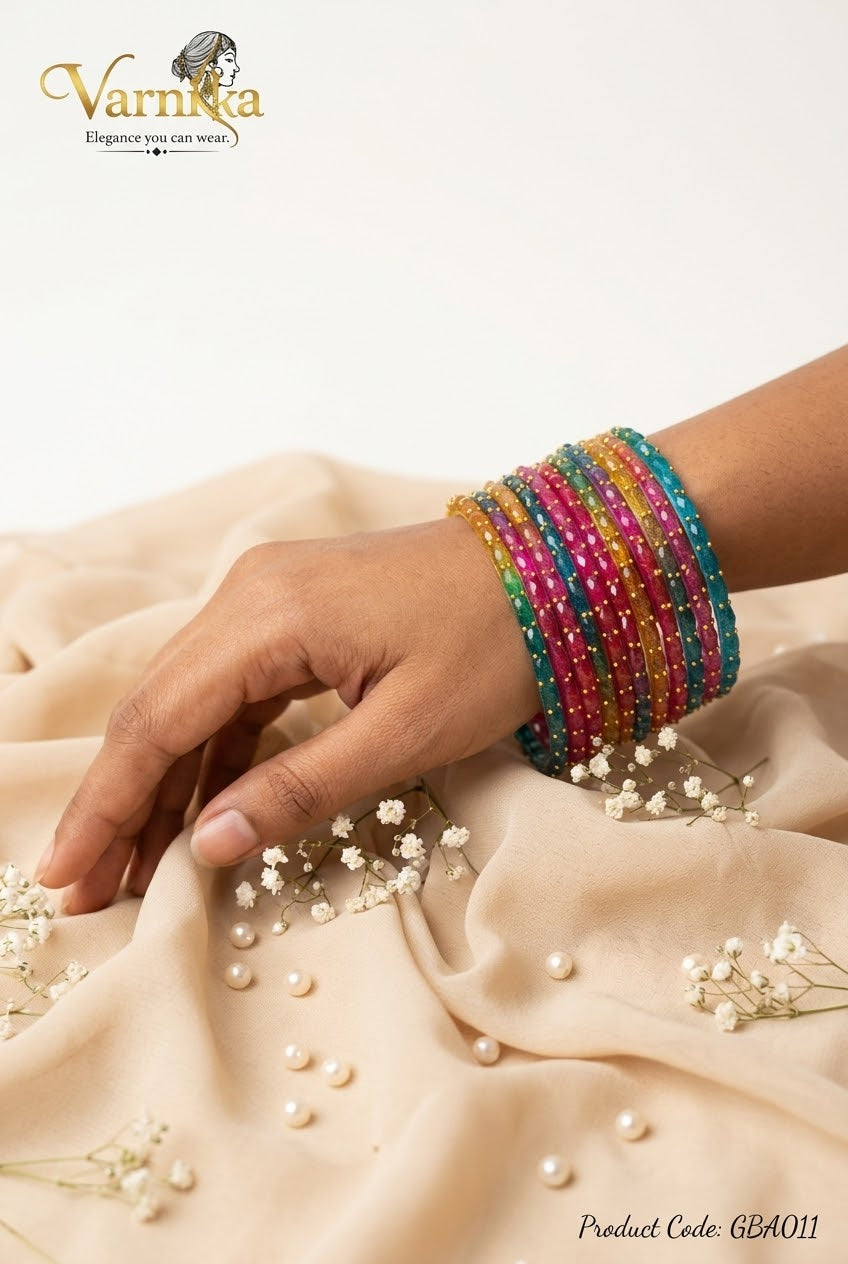 GBA011- Raindrop Glass Bangles - Multi Coloured