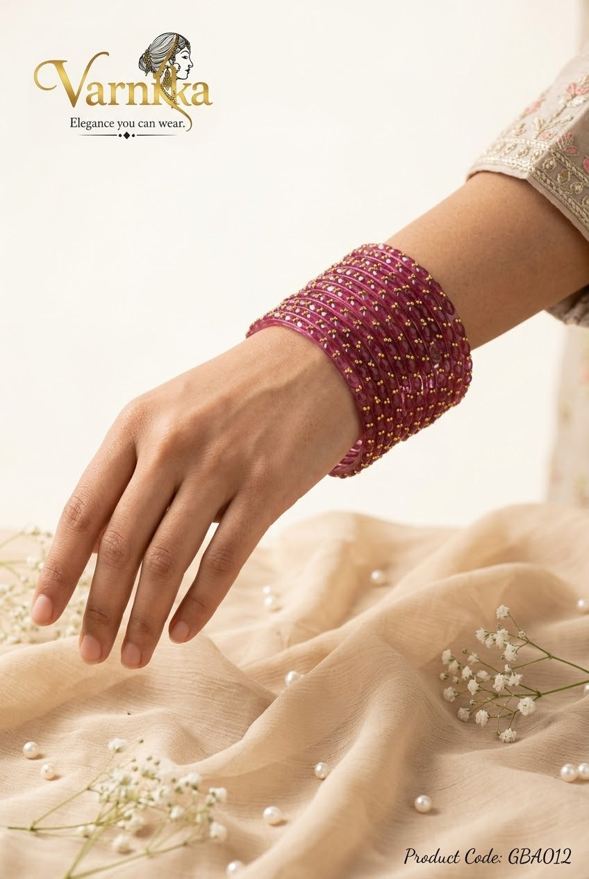 GBA012 - Raindrop Glass Bangles - Onion Pink