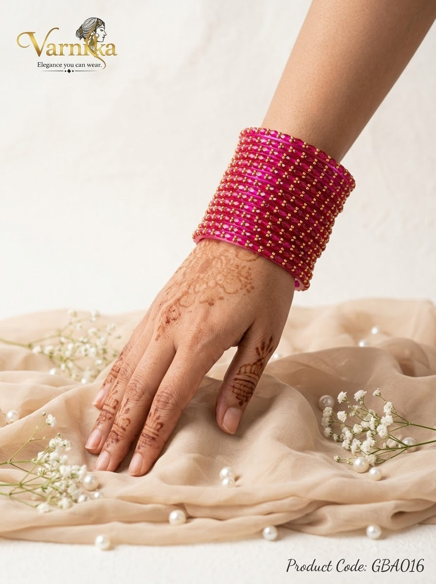 GBA016 - Raindrop Glass Bangles - Pink