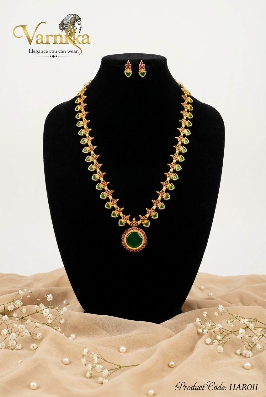 HAR011 - The Charvi Emerald Medallion Haaram Set