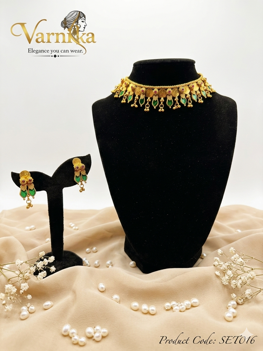 The Emerald Palakka Kasu Choker Set - SET016