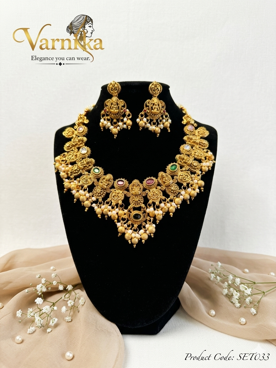 Aadhya Heritage Lakshmi Necklace Set - SET033