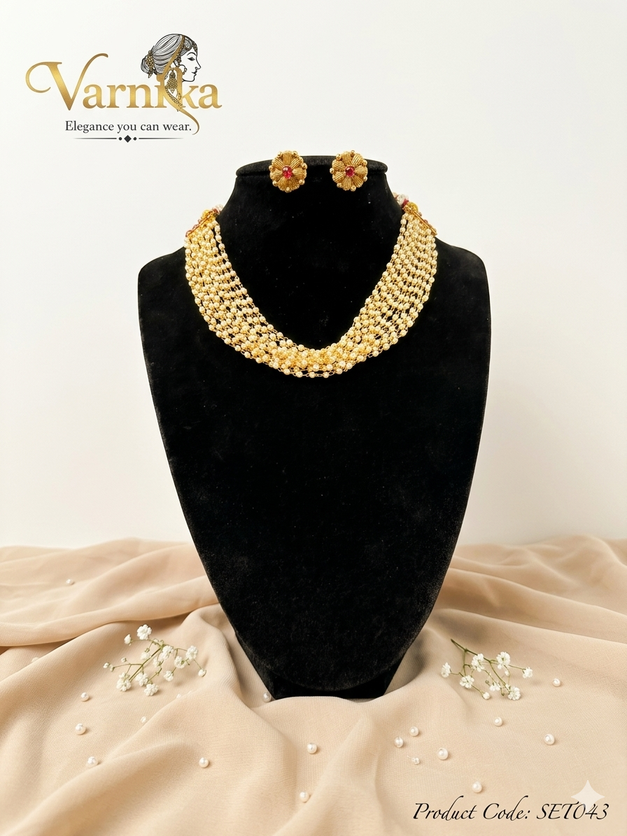 The Aadya Multi-Strand Pearl Necklace Set - SET043