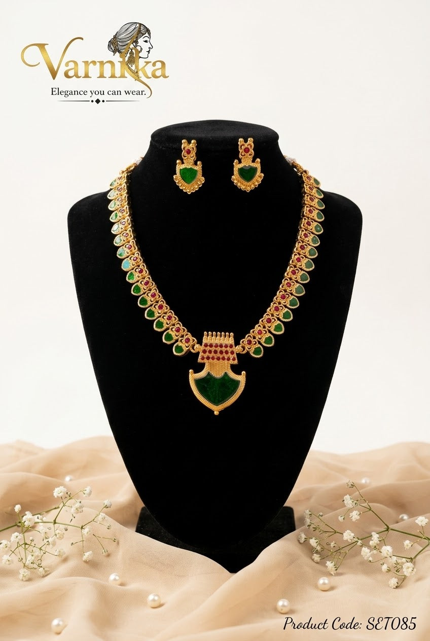 SET085 - The Emerald Palakka Necklace Set