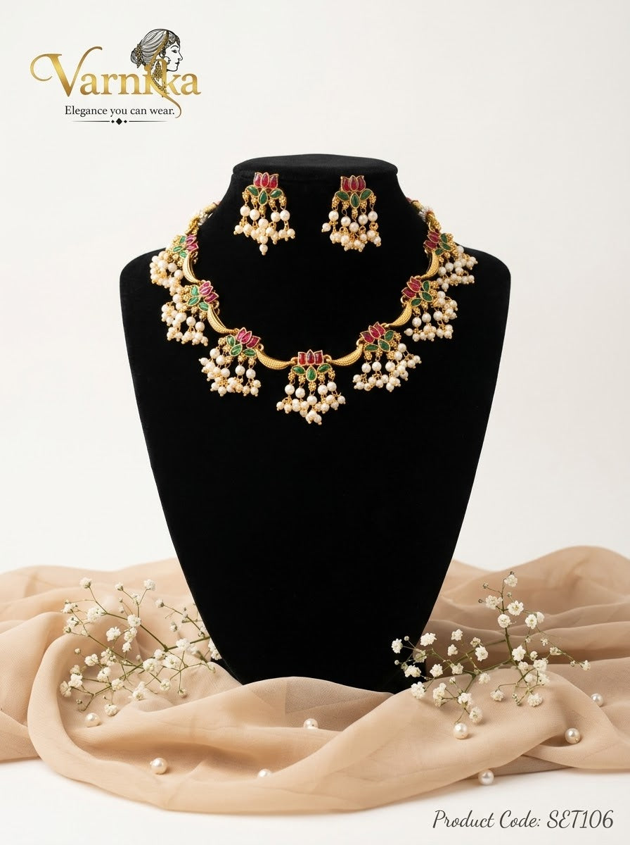 SET106 - Padma Kemp & Pearl Choker Set