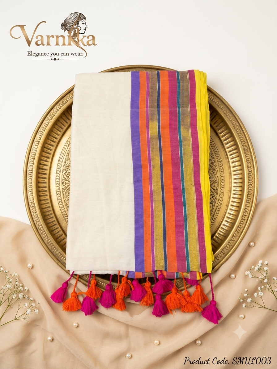 SMUL003 - Aahiri Striped Mulmul Saree