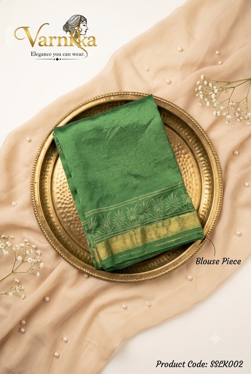 SSLK002 - Sage Emerald Maheshwari Silk Saree