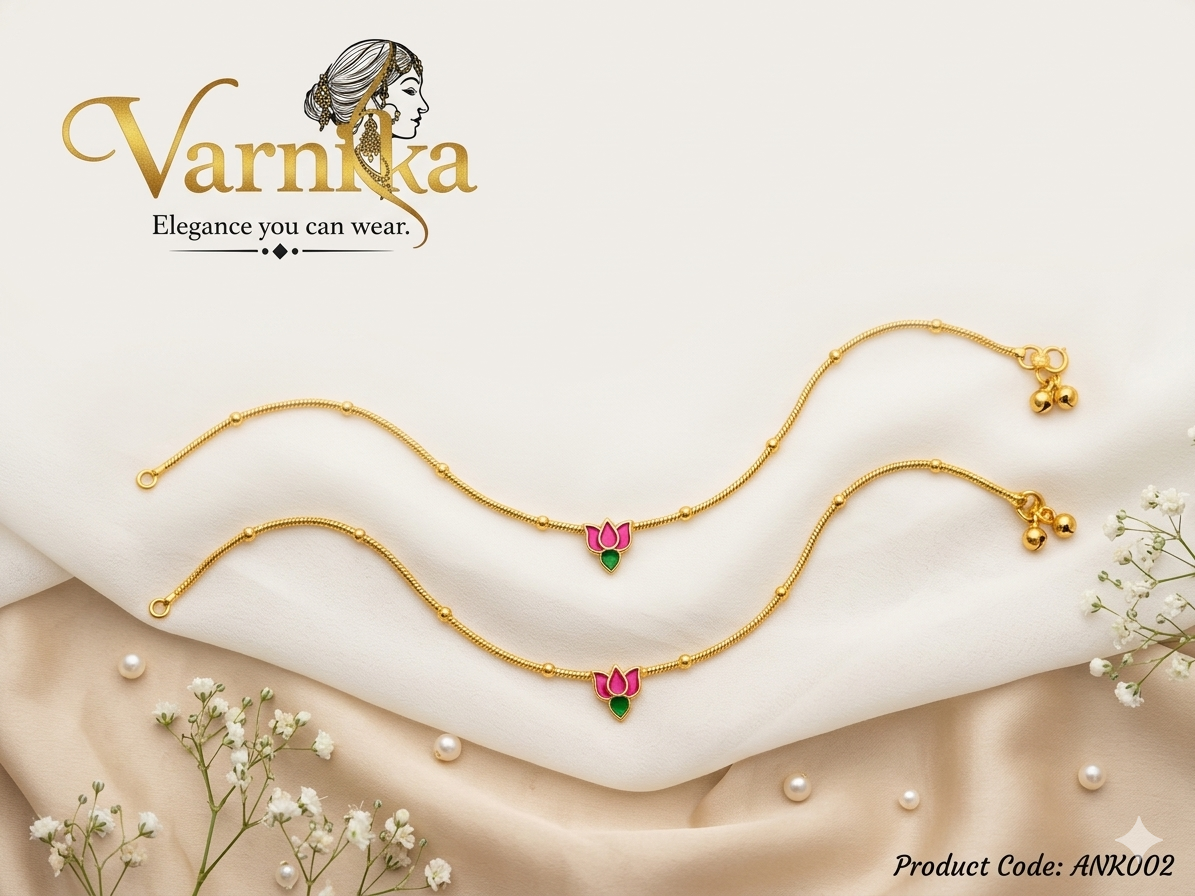 Kamala Lotus Enamel Anklets - ANK002