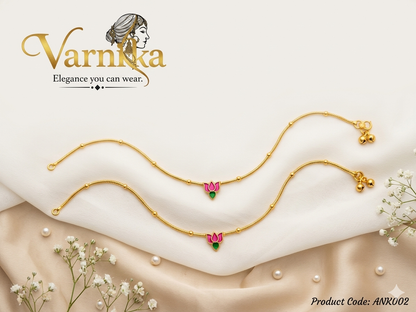 Kamala Lotus Enamel Anklets - ANK002