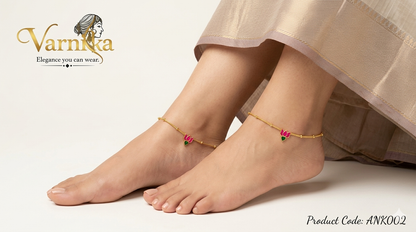 Kamala Lotus Enamel Anklets - ANK002