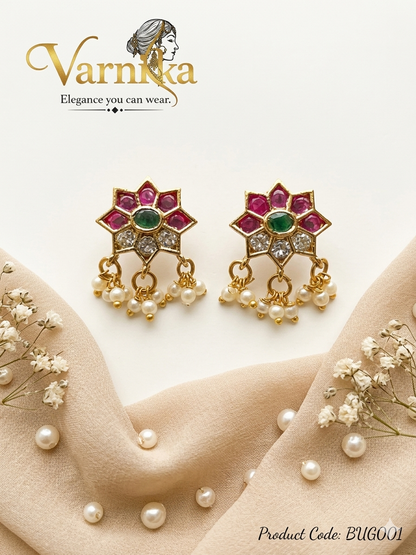 Varna Kemp Floral Bugadi with Pearl Droplets - BUG001