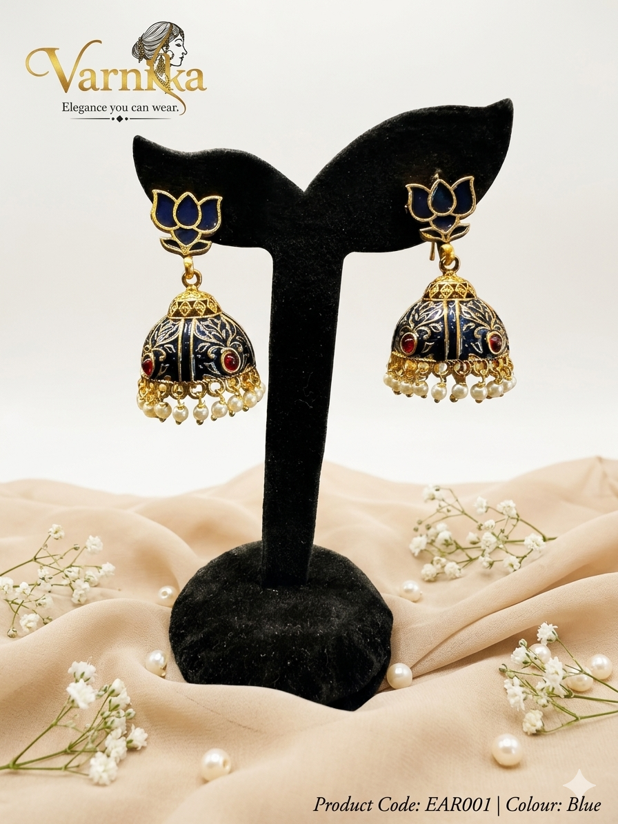 Lotus Meenakari Jhumkas - EAR001