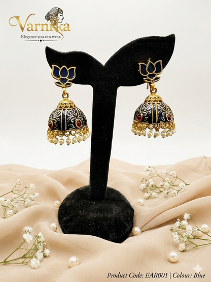 Lotus Meenakari Jhumkas - EAR001