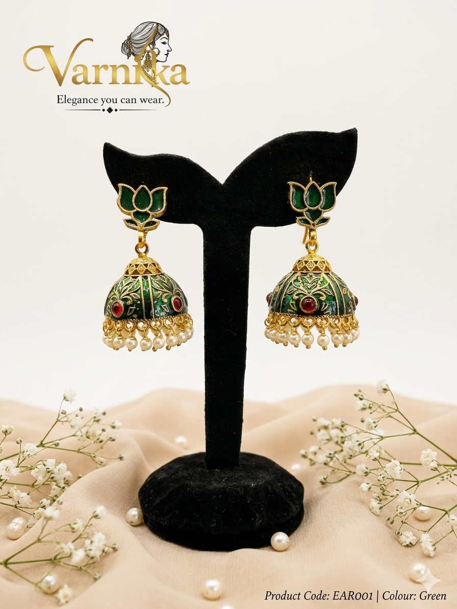 Lotus Meenakari Jhumkas - EAR001