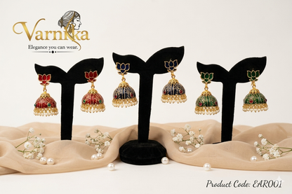 Lotus Meenakari Jhumkas - EAR001