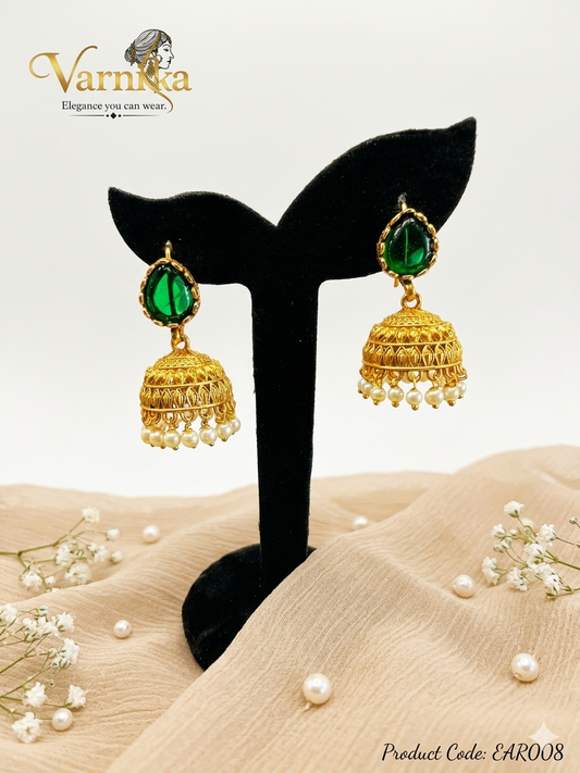 The Emerald Jhumka - Timeless tradition meets royal elegance- EAR008