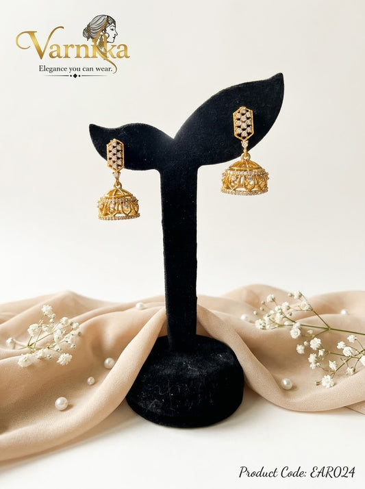 EAR024 - Mayuri Cubic Zirconia Classic Bell Jhumkas