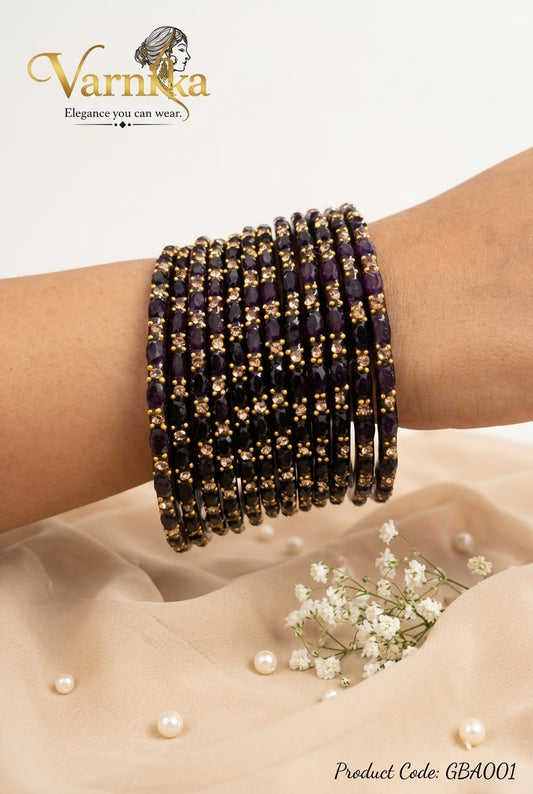 GBA001 - Deep Amethyst Diamond Glass Bangles
