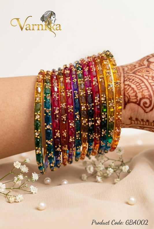 GBA002 -  Multicolour Diamond Glass Bangles
