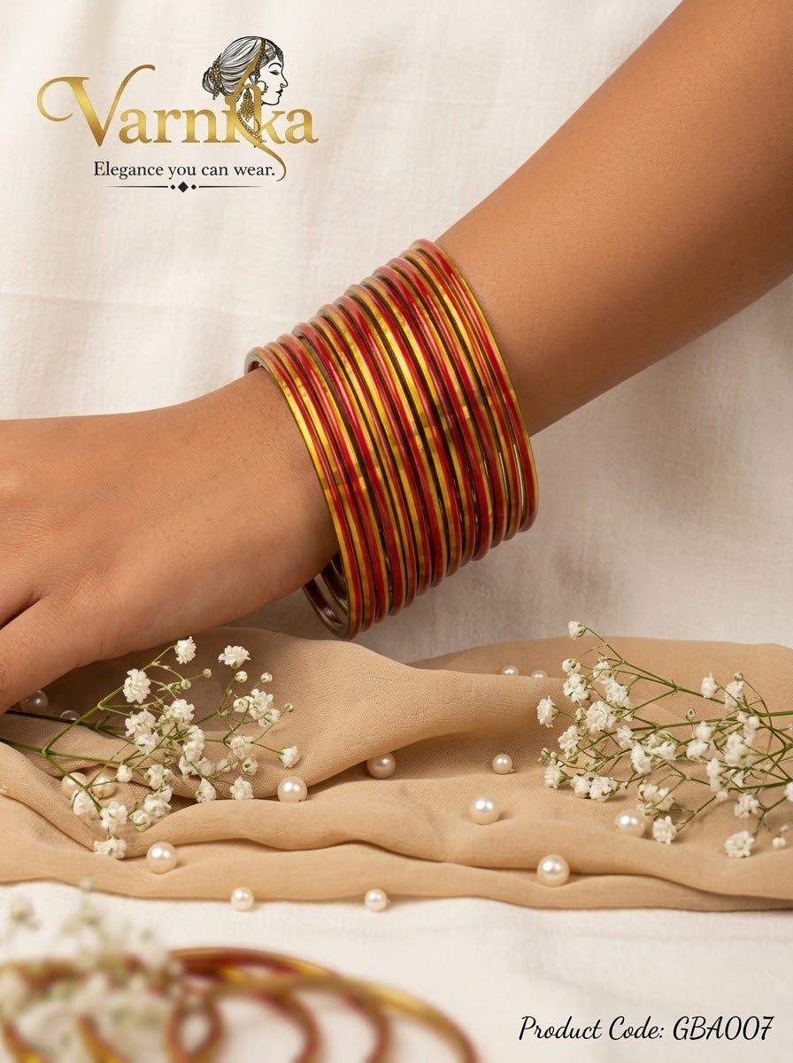 GBA007 - Utsav Two-Tone Bangles - Crimson Red & Metallic Gold