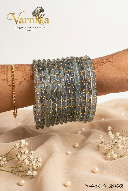 GBA009 - Raindrop Glass Bangles - Grey