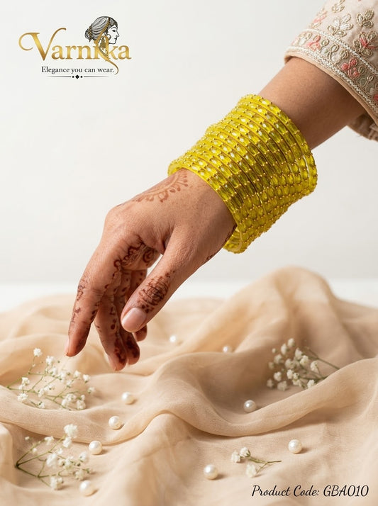 GBA010 - Raindrop Glass Bangles - Light Yellow