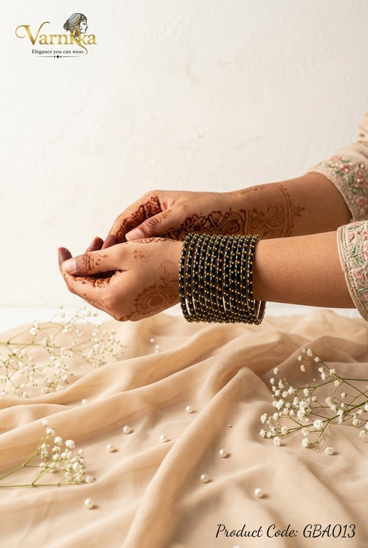 GBA013 - Raindrop Glass Bangles - Black