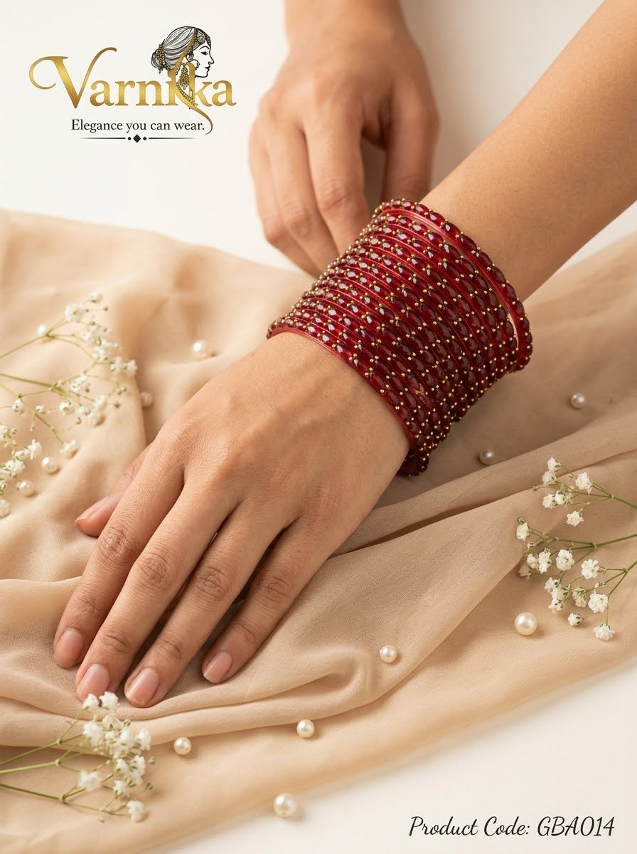 GBA014 -  Raindrop Glass Bangles - Maroon