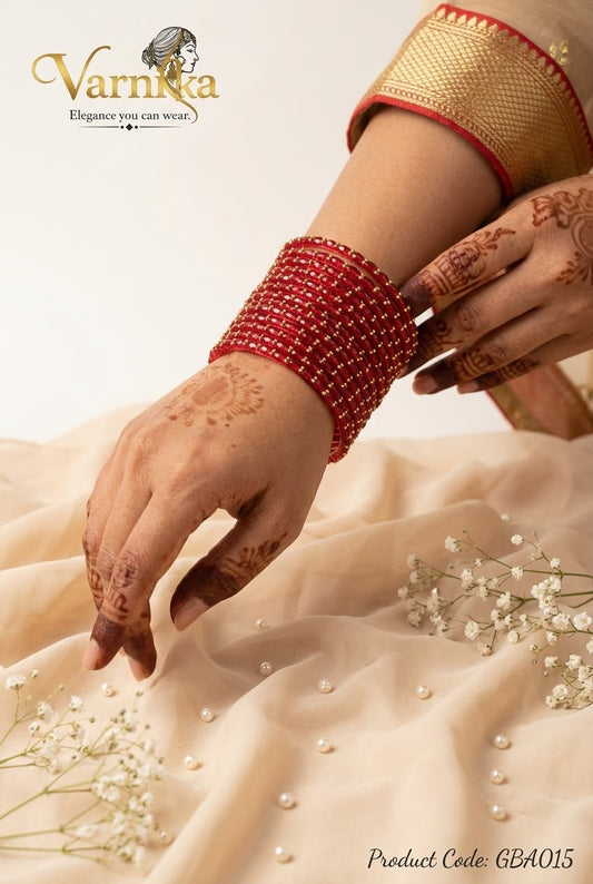 GBA015 - Raindrop Glass Bangles - Red