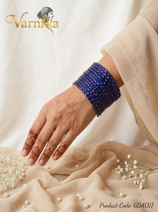 GBA017 -  Raindrop Glass Bangles - Blue