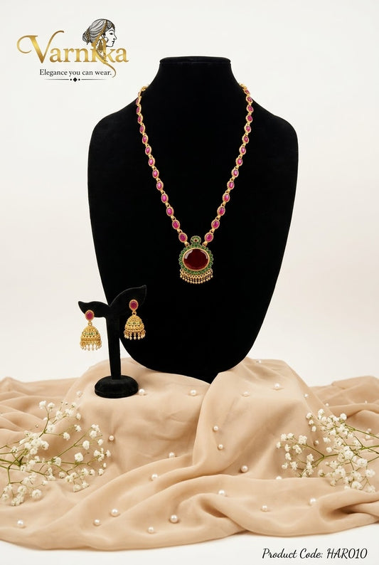 HAR010 - The Rohini Ruby & Emerald Medallion Haaram Set