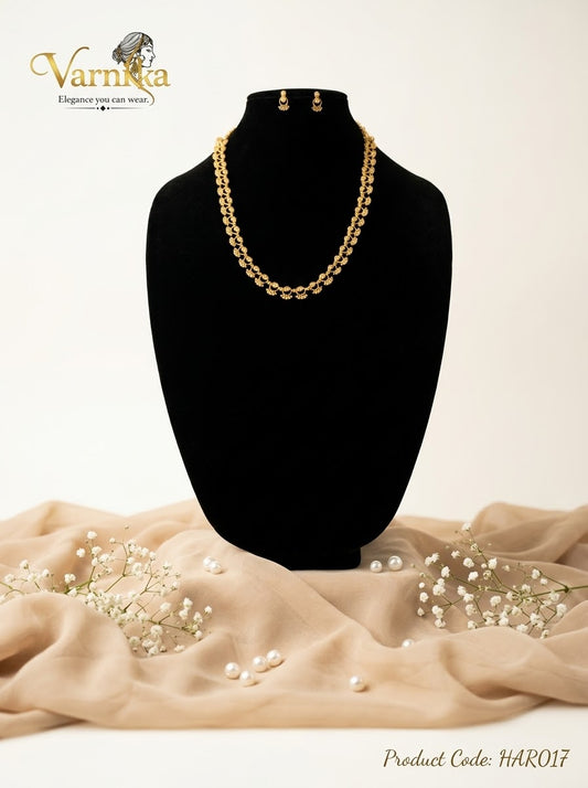 HAR017 - Classic Fan-Motif Gold Tone Haaram Set