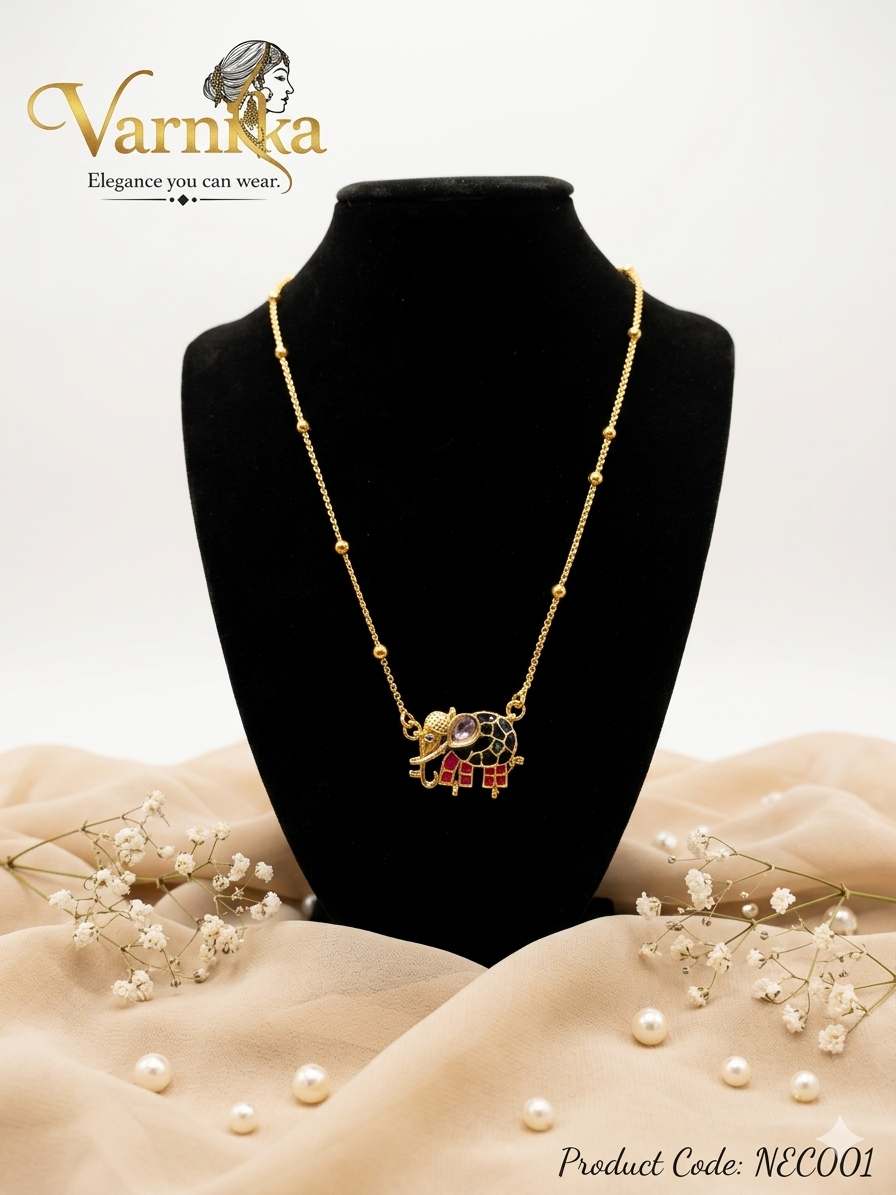 Gaja Enamel Gold Necklace - NEC001