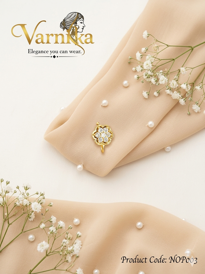 Floral Stone-Studded Press-On Nose Pin - NOP003