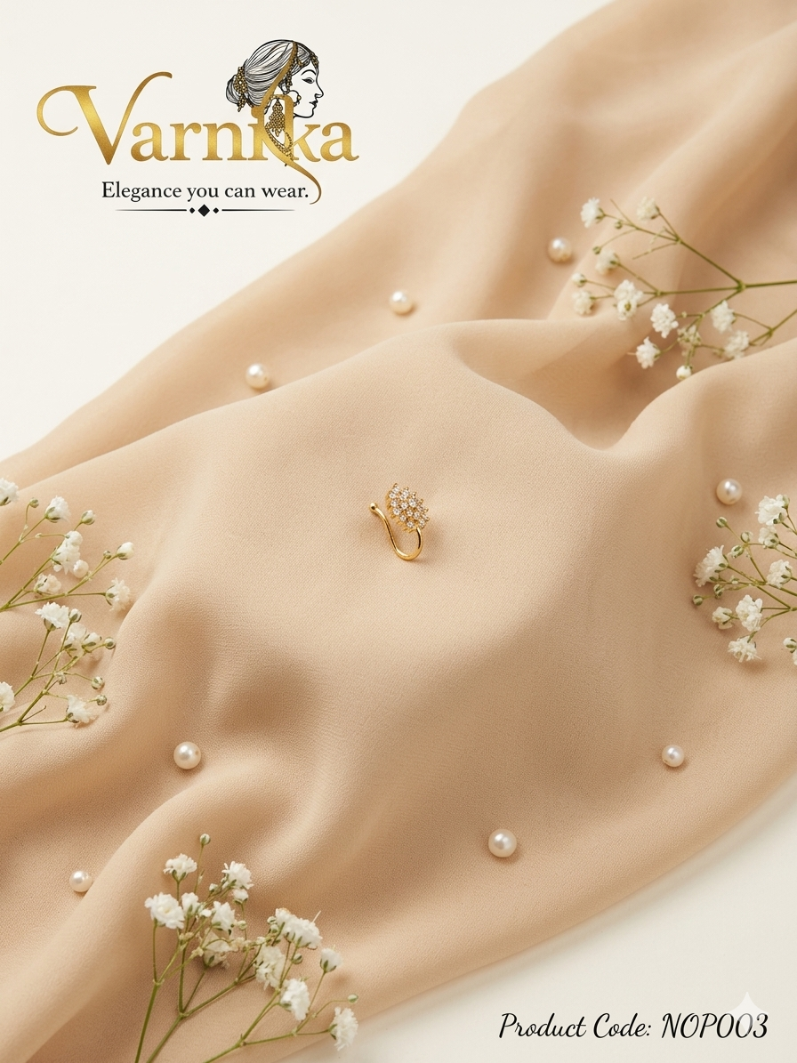 Floral Stone-Studded Press-On Nose Pin - NOP003
