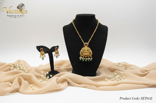 Goddess Lakshmi Antique Temple Jewellery Set - SET002