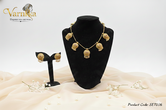 The Suvarna Jhumka-Guttapu Necklace Set - SET006