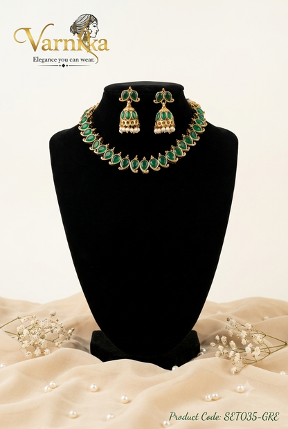 The Swarna-Muktā Mango Necklace Set - SET035