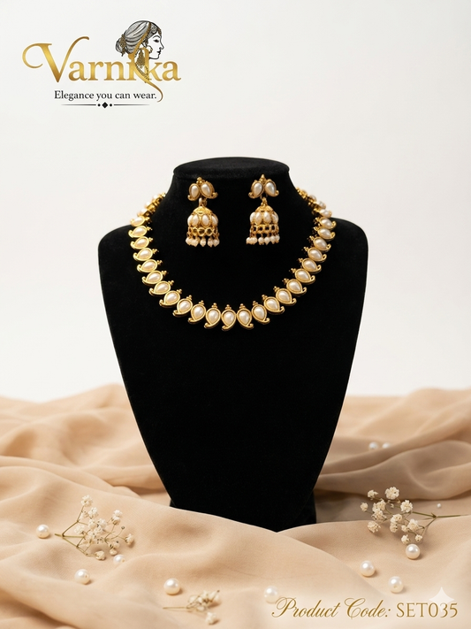 The Swarna-Muktā Mango Necklace Set - SET035