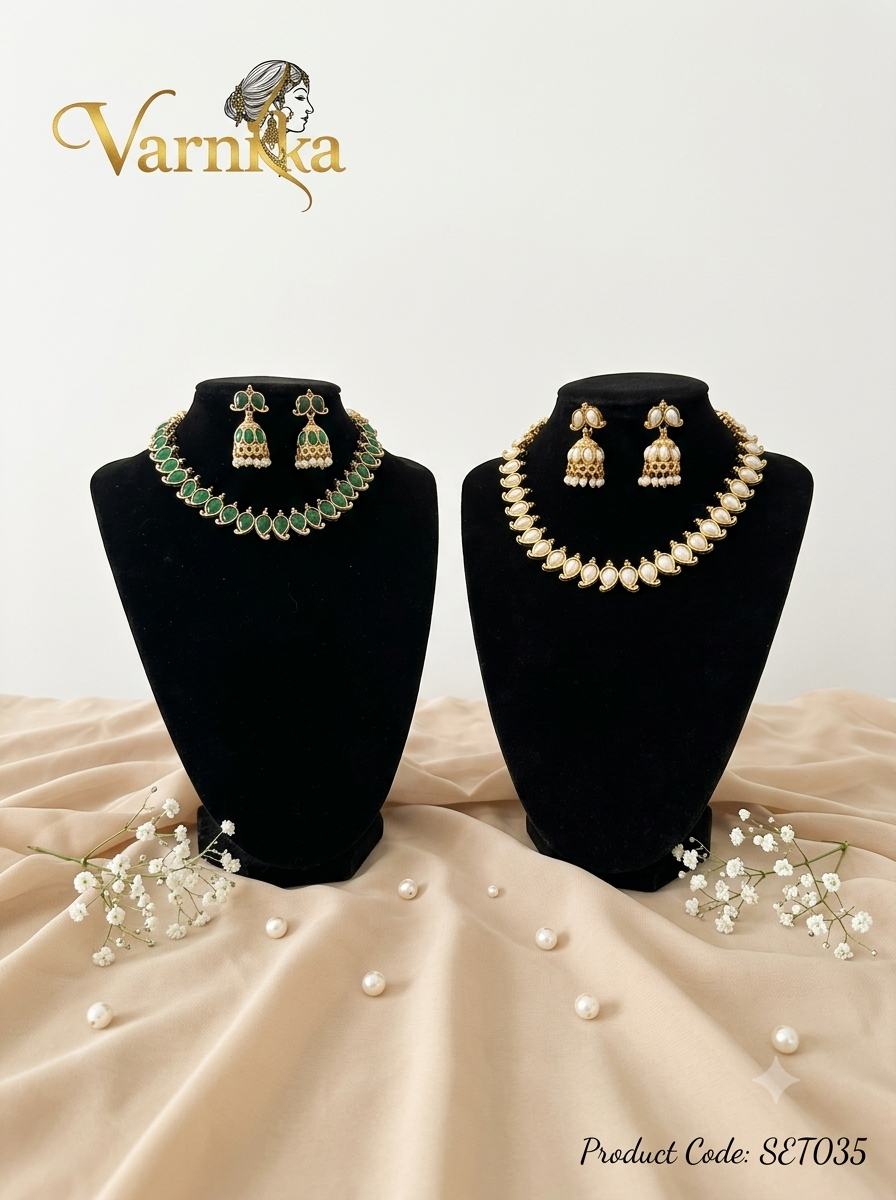 The Swarna-Muktā Mango Necklace Set - SET035