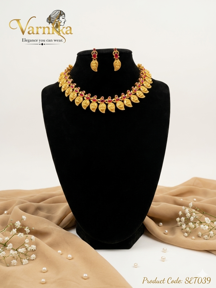 Manga Malai Traditional Short Necklace Set - SET039