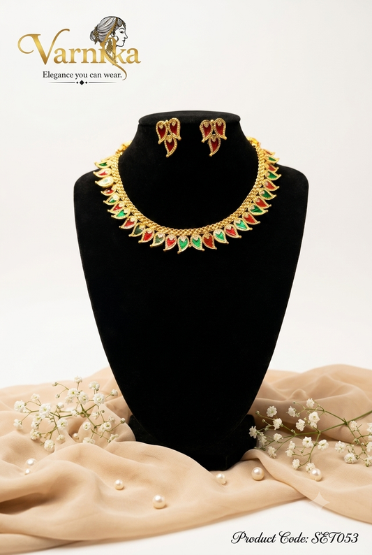 SET053 - Mayura Enamel Short Necklace Set