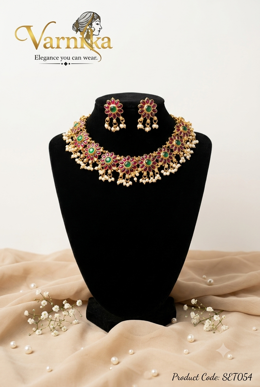SET054 - Charvi Floral Enamel Choker Set