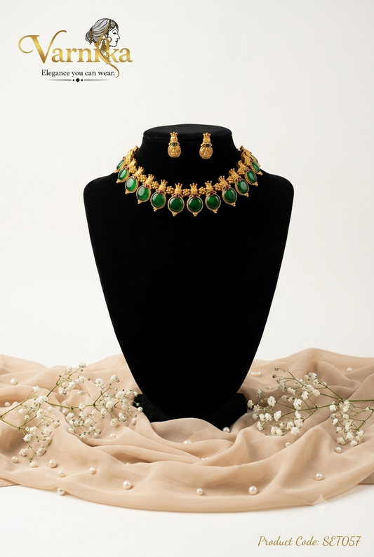 SET057 - Emerald Glow Enamel Choker Set