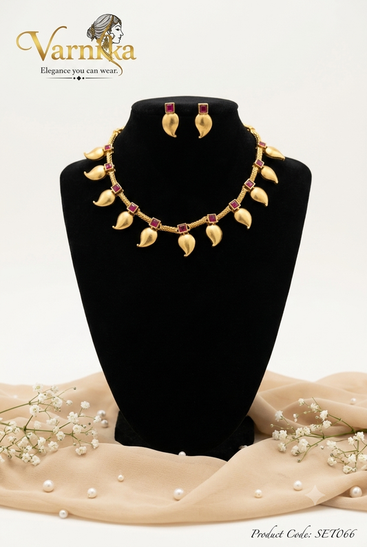 SET066 - Charu Matte Mango Short Necklace Set