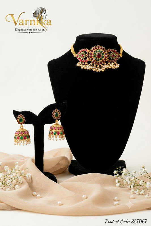 SET067 - Charvi Floral Enamel Choker Set