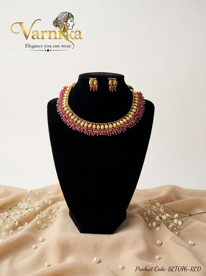 SET076 - The Tarini Antique Beaded Short Necklace Set