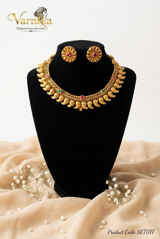 SET077 - Mayura Antique Choker & Stud Set
