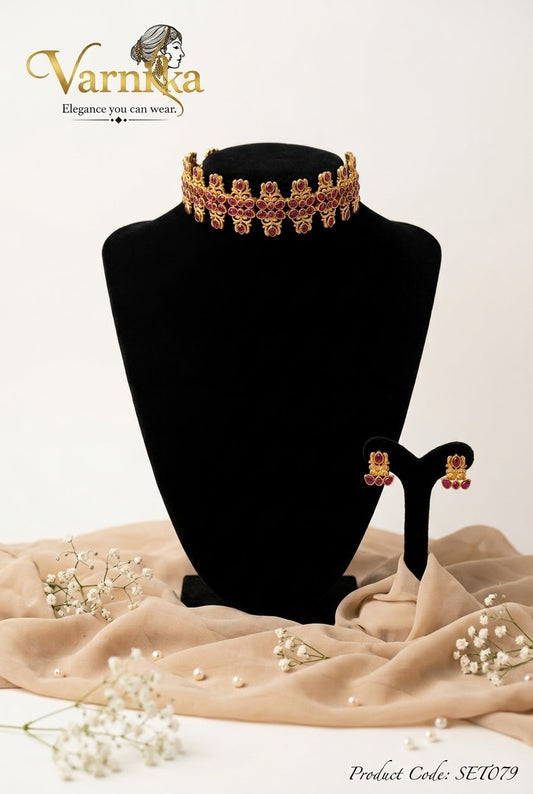 SET079 - The Ruhani Antique Ruby Choker Set