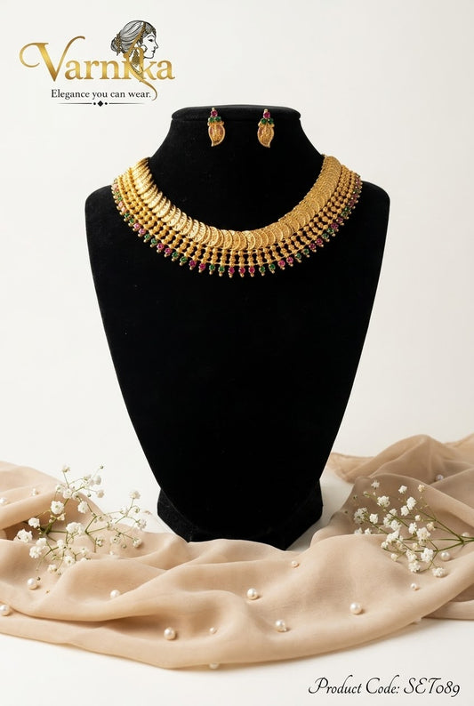 SET089 -  Aura Kasu Mala Necklace Set